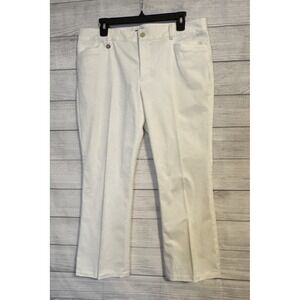 Lauren Ralph Lauren Women's Pants Size 12 Ivory Stretch Sateen Cotton Blend